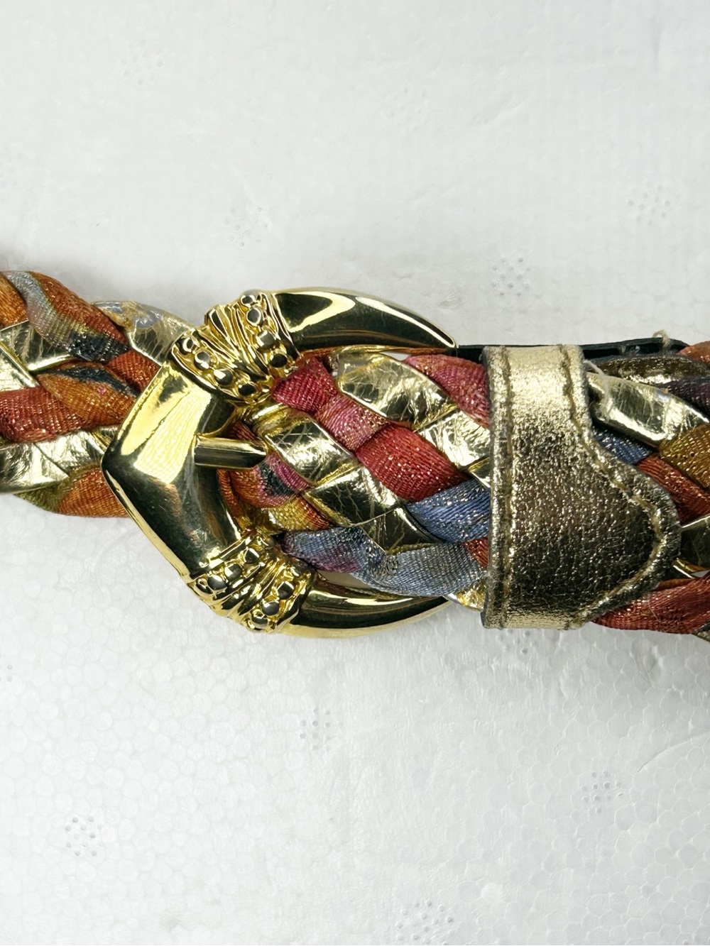 Luigi Lanatta Metallic Braided Leather Belt 29 Vintage Made In Italy - Picture 4 of 8